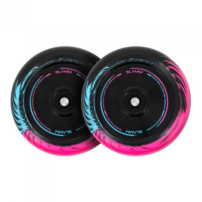 Set 2 roti Trotineta Slamm 110mm Swirl Hollow Core Black/Blue/Pink + Abec 9